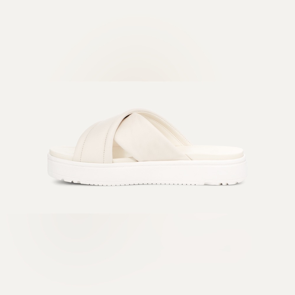 Ugg Zayne Crossband in White Leather Platform Sandal - Picture 6 of 10